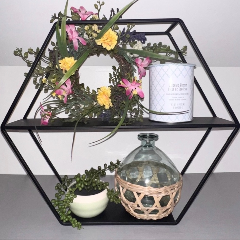 Project 62 Black Metal Hexagon Wall Shelf 2 Tier Target 16” Modern Decor